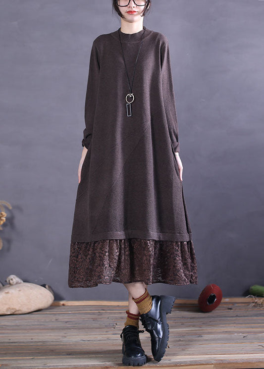 DIY Schokoladenspitze Patchwork Strick Maxikleider Frühling