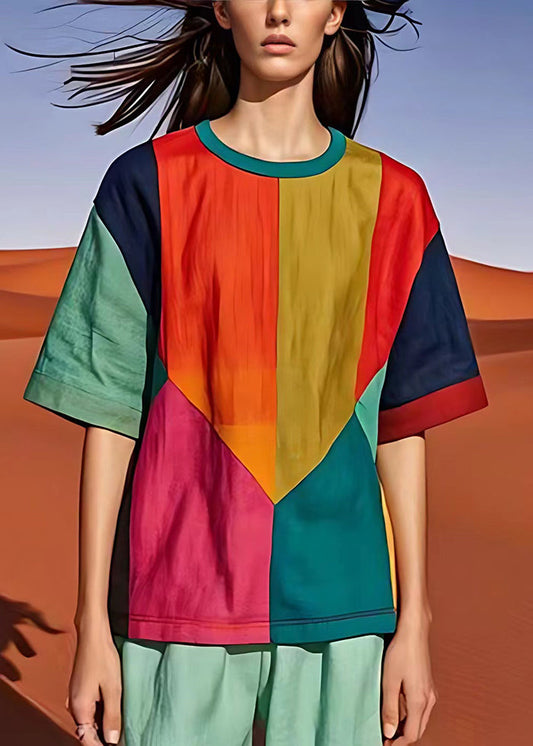 DIY Colorblock Oversize Patchwork Baumwolltop Sommer