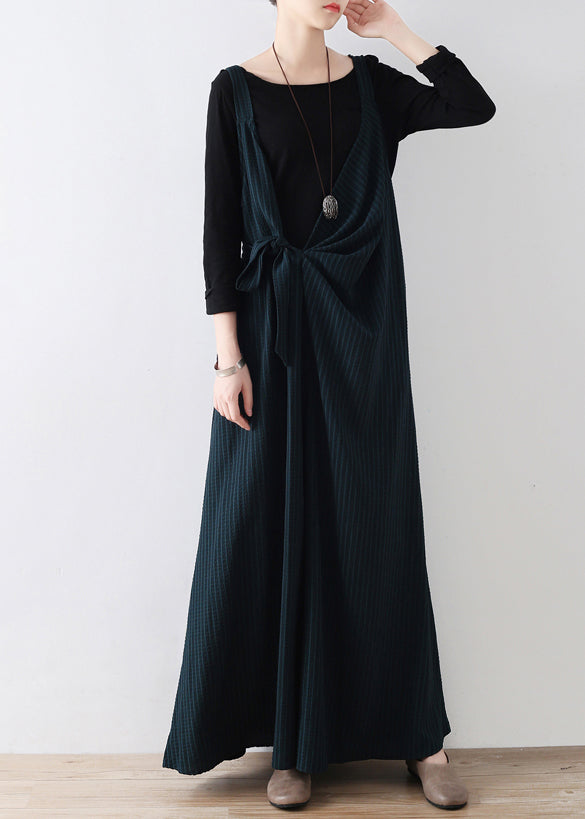 DIY grün gestreifte Jumpsuits mit weitem Bein und Taillenbund für den Herbst