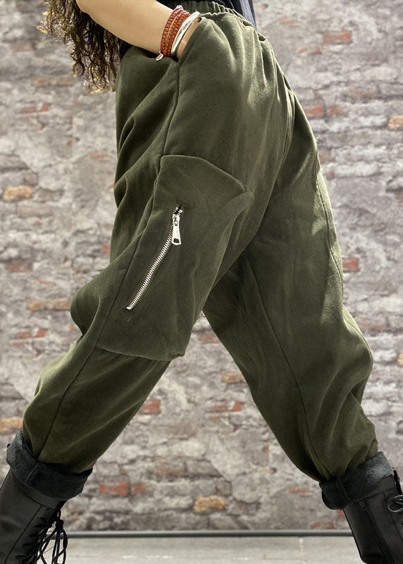 DIY Grüne Mode Patchwork Kaschmirhose Winter