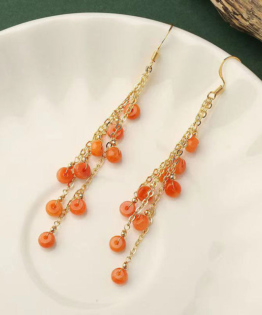 DIY Orange Jade Quaste 14K Tropfen Ohrringe