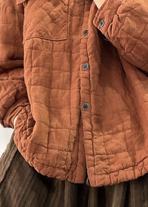 DIY Orange Peter Pan Kragen Solide Solide Feine Baumwolle Gefüllt Leinen Mäntel Winter