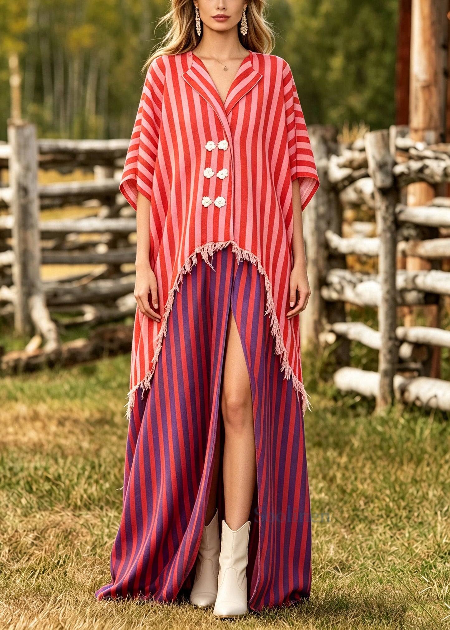 DIY Red Oversized Patchwork Cotton Maxi Dresses Summer