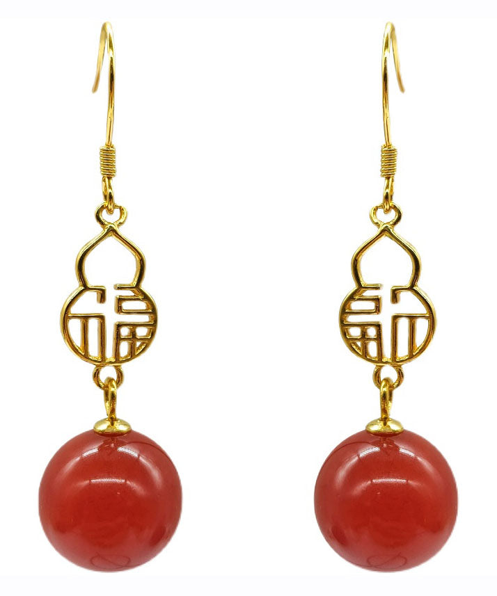 DIY Rote Sterling Silber Overgild Achat Tropfen Ohrringe