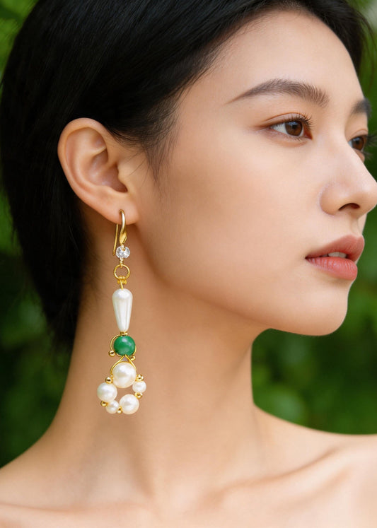 DIY Ring-shaped Pearl Original Design Drop Earrings