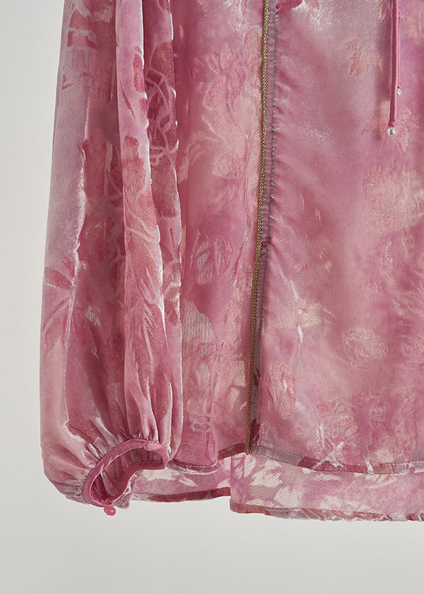 Camisas de terciopelo de seda jacquard con borlas de rosas DIY para primavera