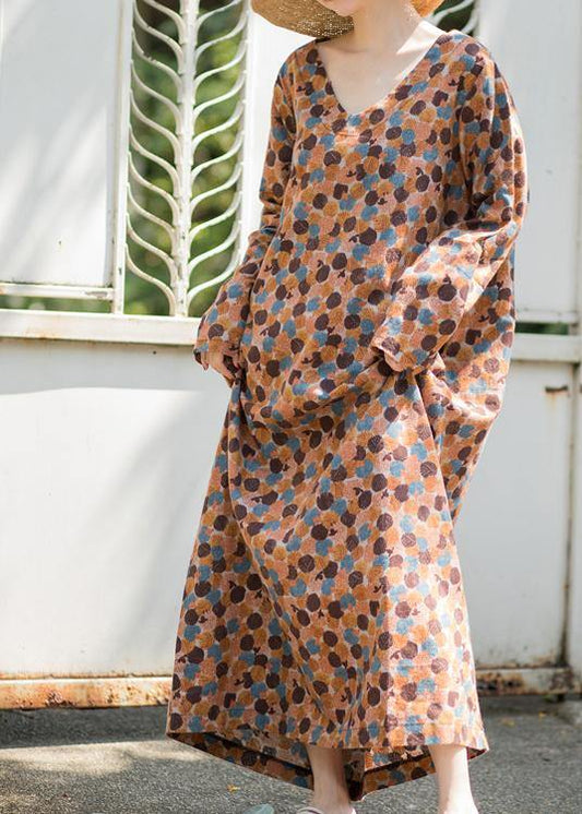 DIY Dotted Art Dresses Long Spring Dress - SooLinen