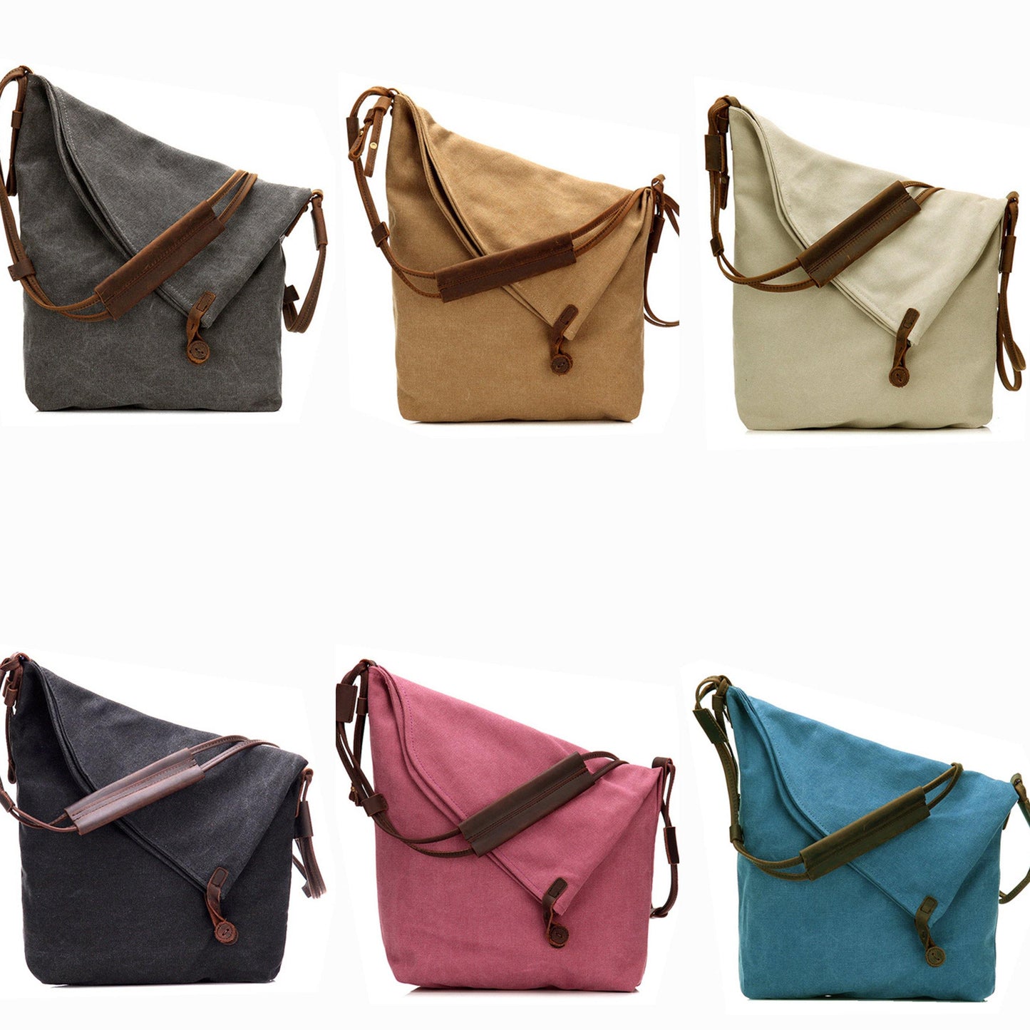 DIY Vintage Women dark gray Crossbody Bag - SooLinen