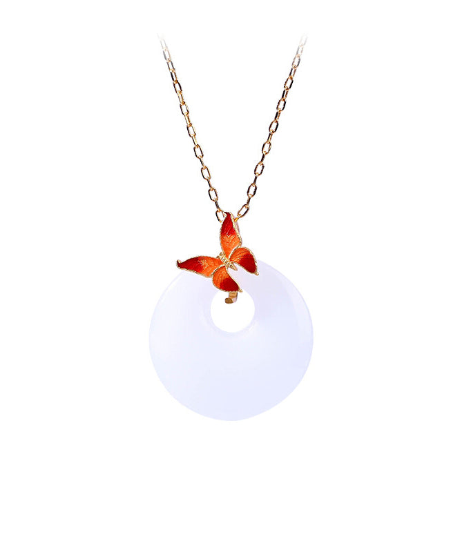 DIY Halskette mit Schmetterlingsanhänger aus weißem Kupfer und Jade-Emaille