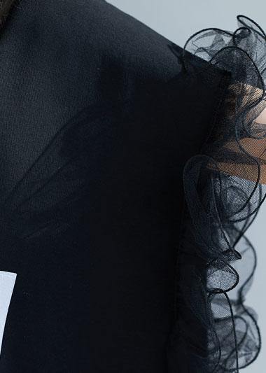 DIY black ruffles cotton Wardrobes Appliques Maxi summer Dresses - SooLinen