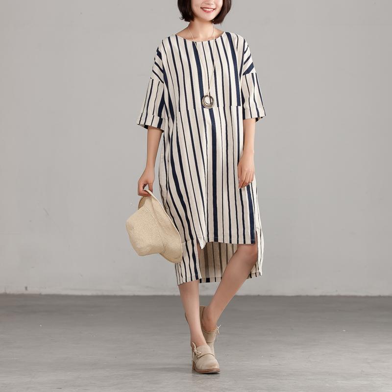DIY Chiffon-Kleidung für Frauen 2024 Rundhals Chiffon Streifen lose Kleid