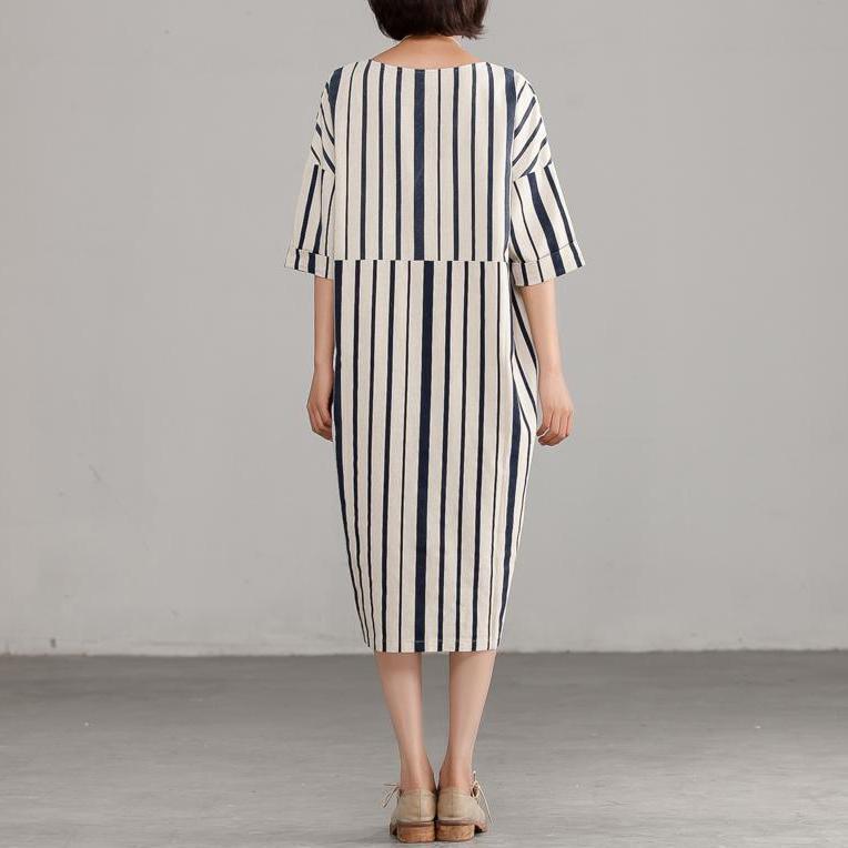 DIY Chiffon-Kleidung für Frauen 2024 Rundhals Chiffon Streifen lose Kleid