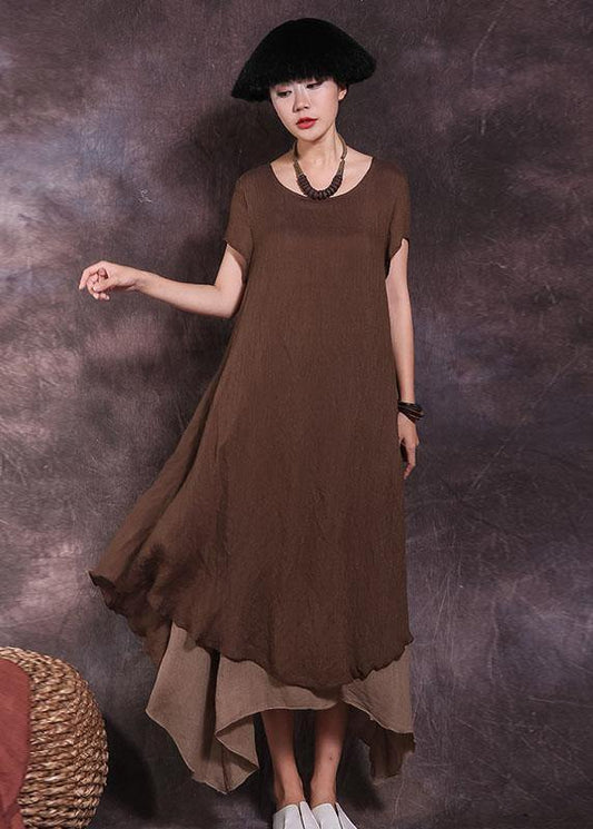 DIY false two pieces linen outfit Tutorials green Dress summer - SooLinen