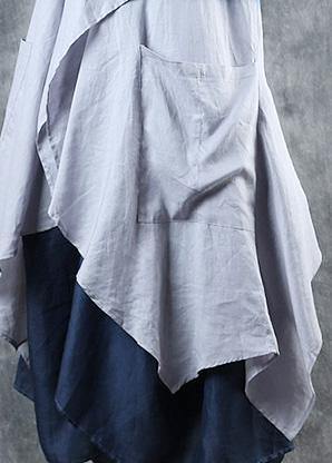 DIY gray blue Gradient color Fine outfit Fabrics fall asymmetric coats - SooLinen