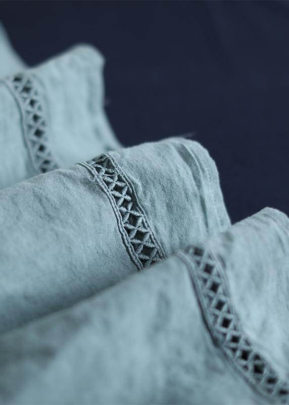 DIY linen linen tops women blouses boutique Casual Cotton Linen Short Sleeve Blouse And Shorts - SooLinen