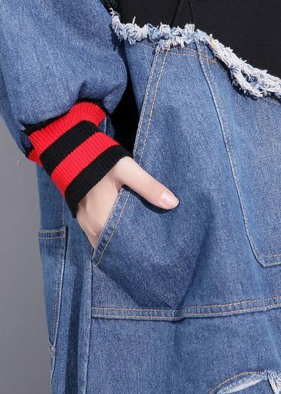 DIY patchwork fine box coat Tunic Tops zippered alphabet prints outwear - SooLinen