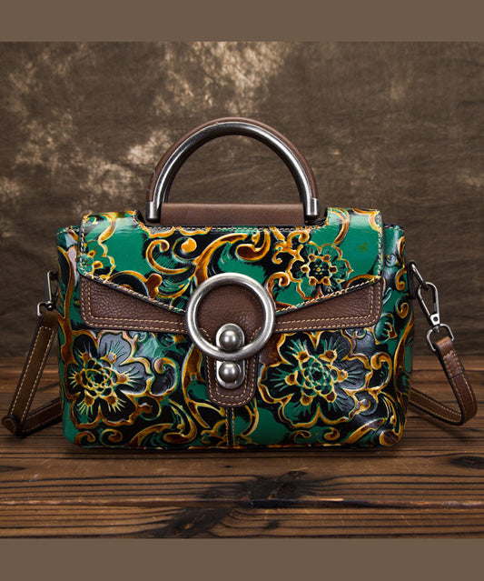 DIY Retro Apricot Prägemalereien Kalbsleder Messenger Bag