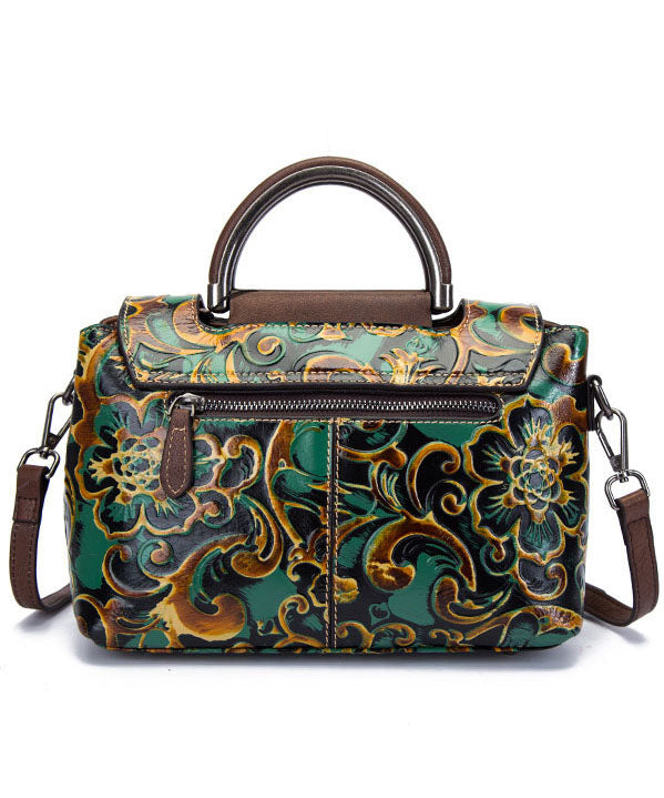 DIY Retro Apricot Prägemalereien Kalbsleder Messenger Bag