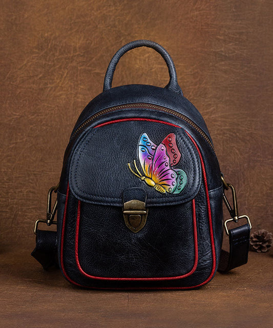 DIY Retro Grün Vielseitige Paitings Kalbsleder Rucksack Tasche