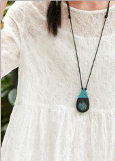 DIY white cotton clothes o neck patchwork Robe summer Dress - SooLinen