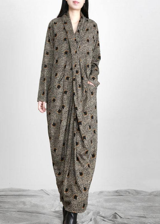 Diy Black Jacquard Pockets Long Sleeve Fall Maxi Dress - SooLinen