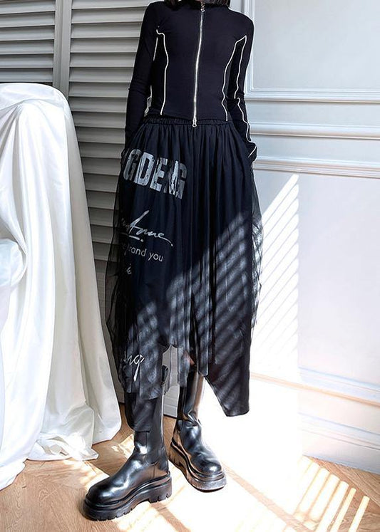 Diy Black Patchwork Letter Casual Pants - SooLinen