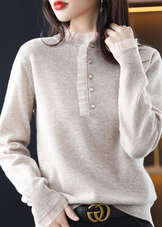 Diy Lila Rüschen Patchwork Wolle Stricken Kurzen Pullover Frühling