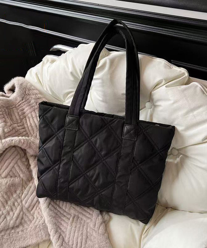 Elegant Black Plaid Solid Durable Nylon Shoulder Bags