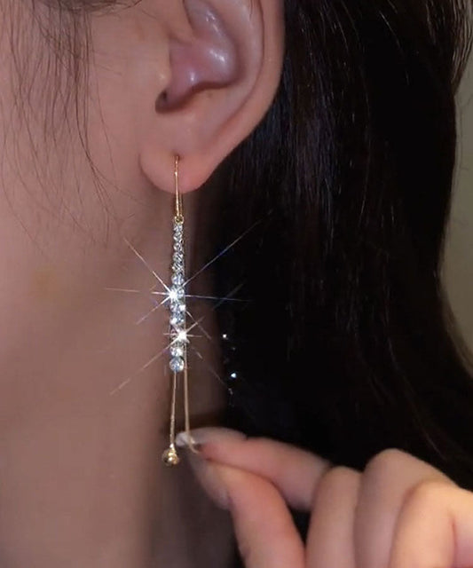 Elegantes pendientes colgantes con borlas de circonitas de cobre verde