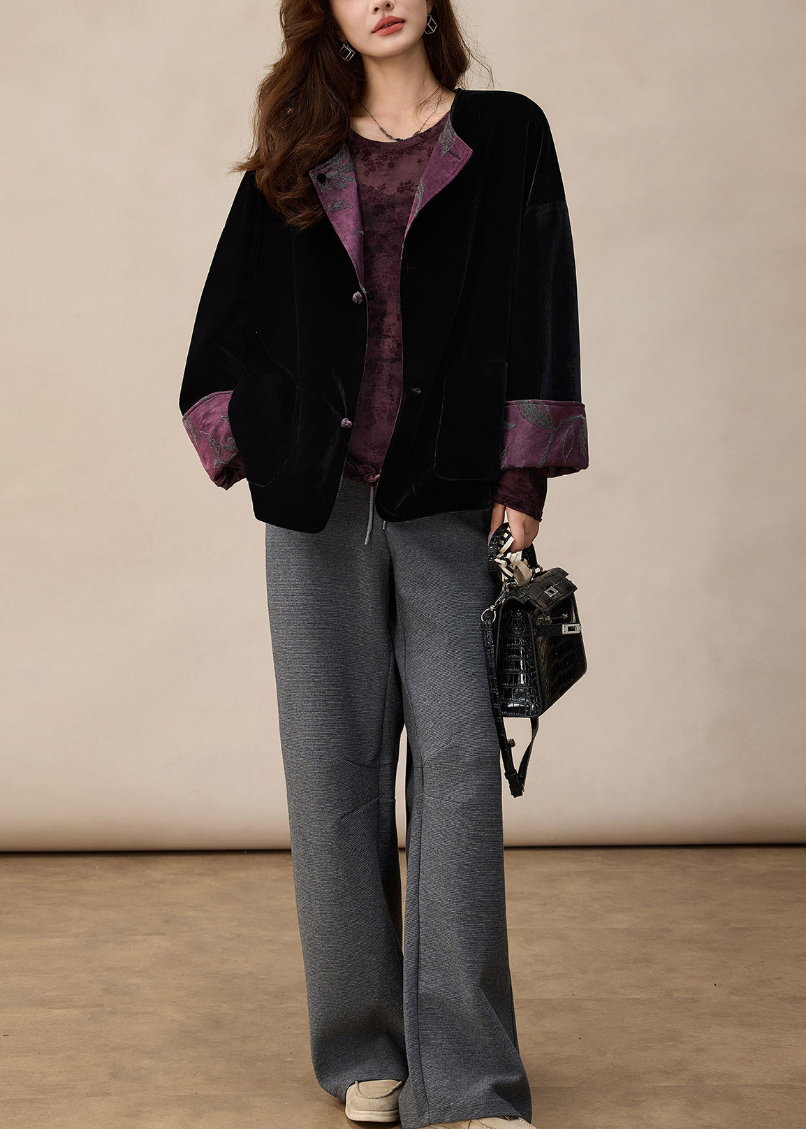 Elegant Green Jacquard Wear On Both Sides Silk Jackets Spring