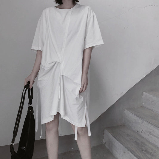 Elegant O Neck Half Sleeve Spring Tunics Wardrobes White Dress - SooLinen