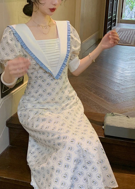 Elegante rosa Rüschen Print Lace Up Baumwolle Kleider Sommer