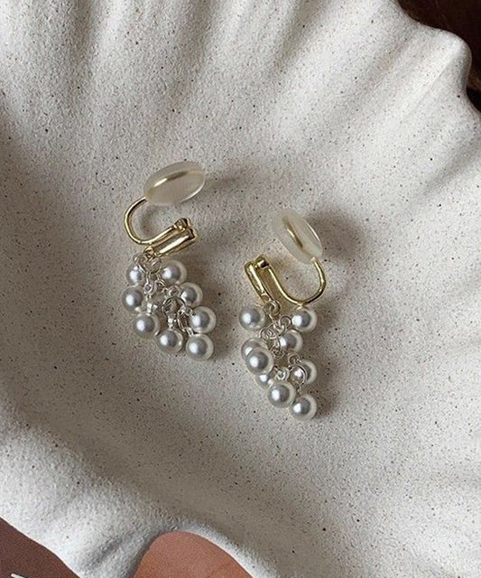 Elegant White Copper Alloy Pea Drop Earrings