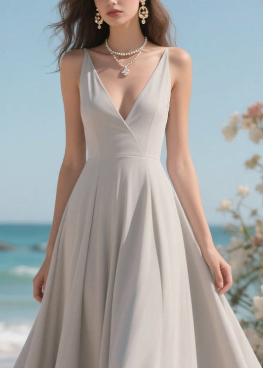 Elegant White Patchwork Lace Exra Large Hem Party Dresses Summer