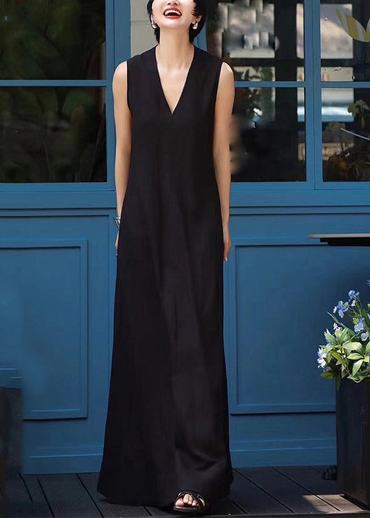 Elegant White V Neck Patchwork Long Dresses Sleeveless