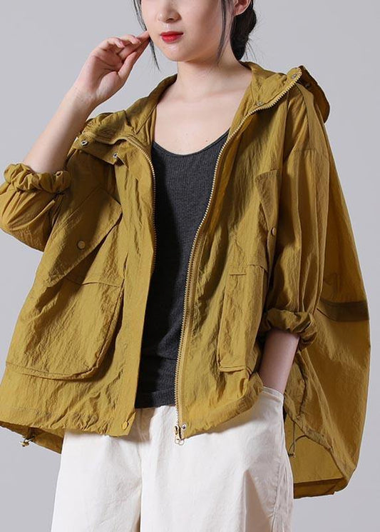 Elegant Yellow Loose UPF 50+ Coat Jacket Hoodie Coat Summer - SooLinen