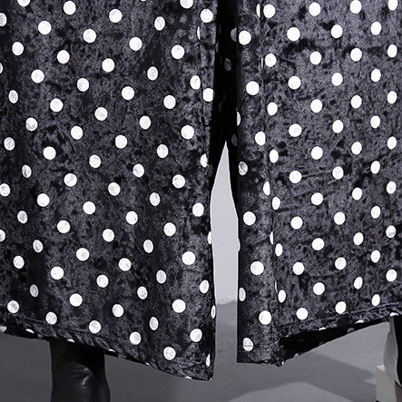 Elegante schwarz gepunktete Plus Size Kleidung elastische Taille Reisen Frauen weite Beinhose Baumwollhose