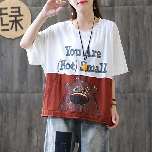 Elegante Baumwollblusen in Übergröße Rundhals Sommer Kurzarm Damen Tops