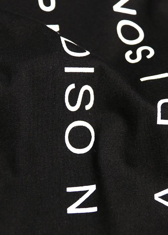 Elegant o neck back side open cotton clothes For Women Tutorials black Letter blouse - SooLinen