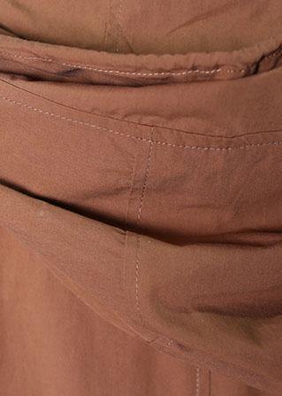 Elegant plus size long fall brown hooded drawstring coats - SooLinen