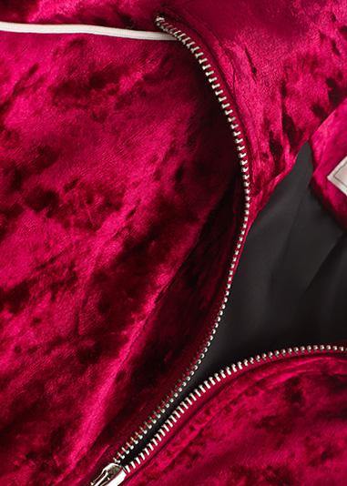 Elegant red Plus Size clothes Outfits zippered fall women coats - SooLinen