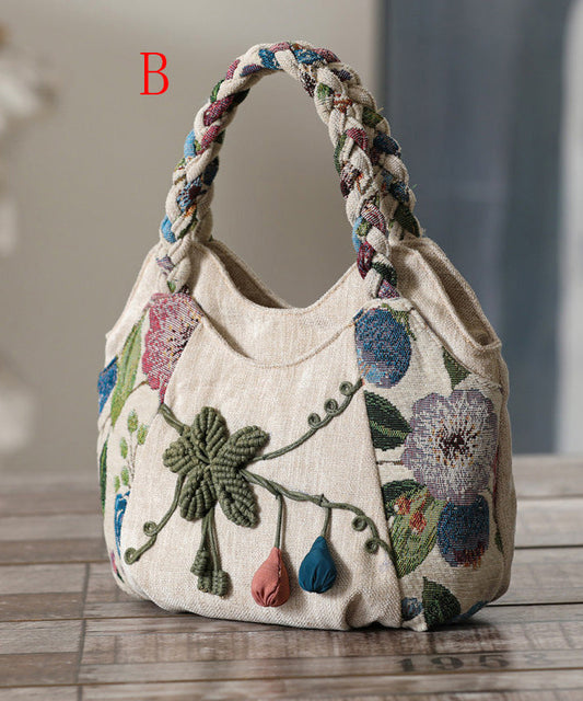 Ethnic Style Handmade Woven Canvas Tote Bag