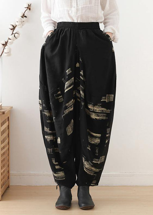 Ethnic nude style bloomers loose loose pants autumn cotton linen casual trousers - SooLinen