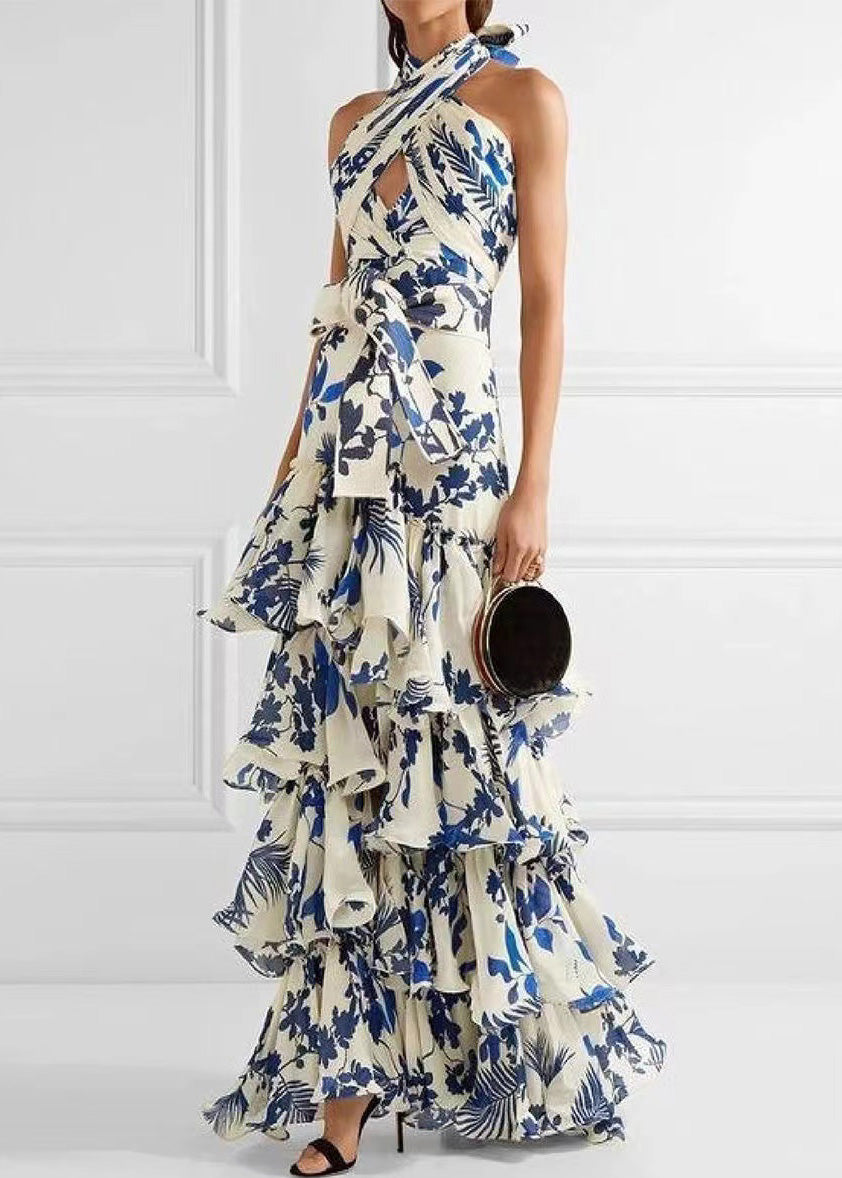 Ärmelloses Kleid im europäischen und amerikanischen Bohemian-Urlaubsstil mit Rüschen