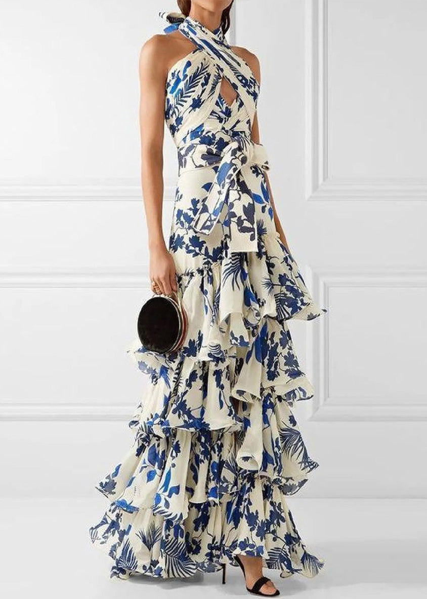 Ärmelloses Kleid im europäischen und amerikanischen Bohemian-Urlaubsstil mit Rüschen