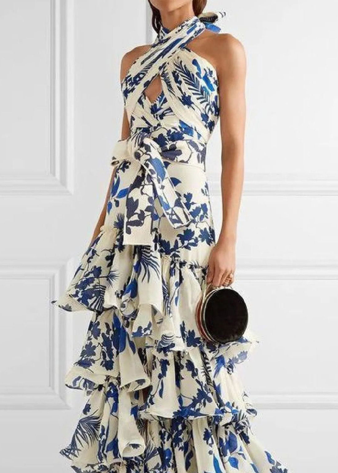 Ärmelloses Kleid im europäischen und amerikanischen Bohemian-Urlaubsstil mit Rüschen
