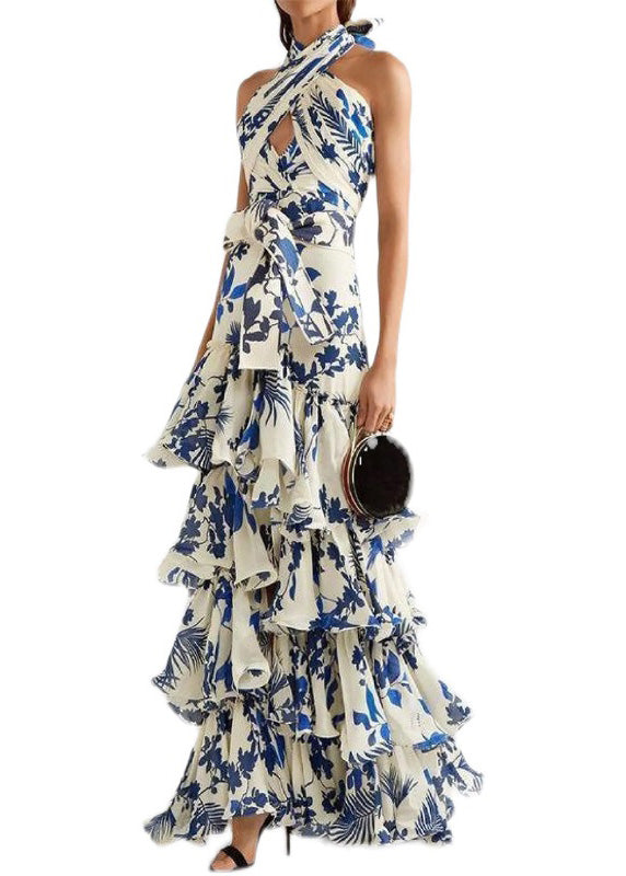 Ärmelloses Kleid im europäischen und amerikanischen Bohemian-Urlaubsstil mit Rüschen
