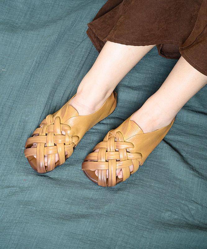 Fashion Water Sandals White Cowhide Leather Walking Sandals - SooLinen