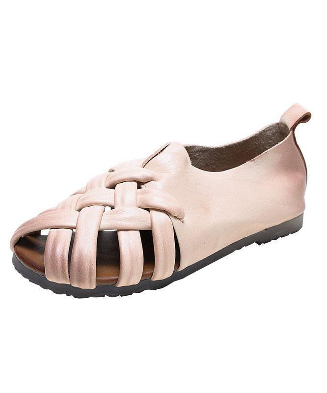 Fashion Water Sandals White Cowhide Leather Walking Sandals - SooLinen