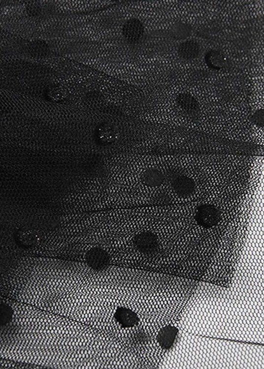 Mode Schwarz krawatte taille Zip Up Tüll Rock Frühling